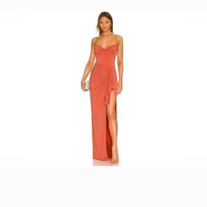 "Katie May So Juicy Rust Gown Front Slit Formal Dress